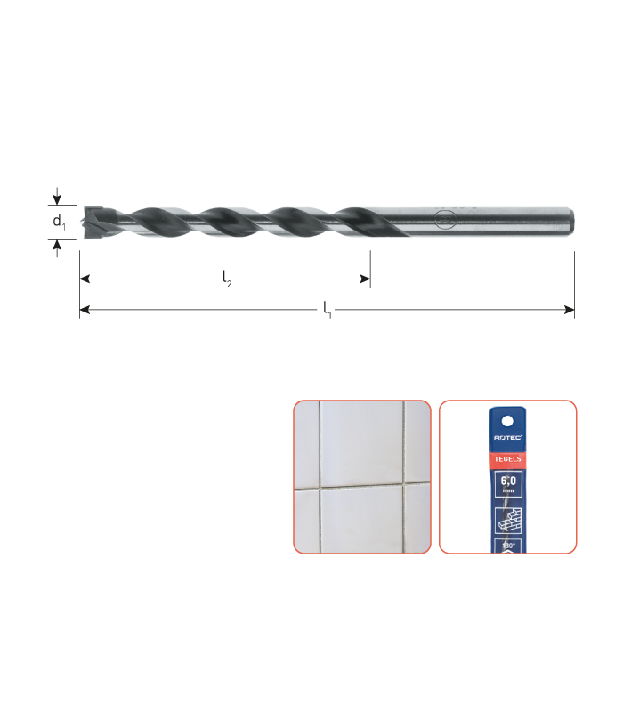 Allro-tegelboor Tegels, marmer   12,0x 90/150...