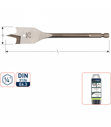 Speedboor met 1/4 bit-aansluiting  28,0x160 mm (VPE5) per 5