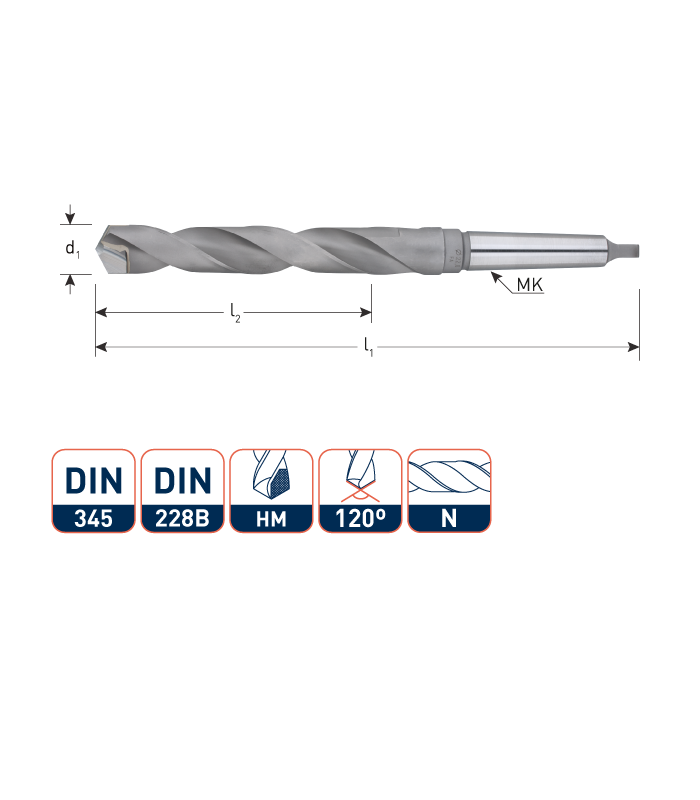 HSS DIN345N  HM snijkant  18,5 mm per 0