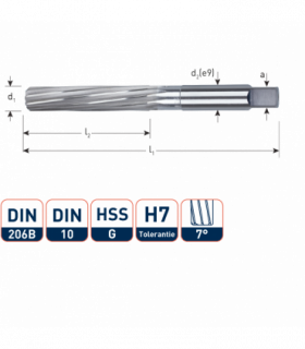 ROTEC HSS Handruimer DIN 206B H7  19,0 mm per 1 2