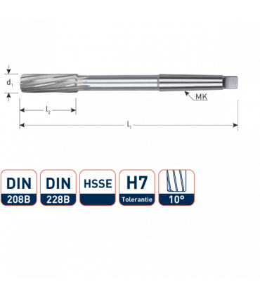 ROTEC HSSE MK-Machineruimer DIN 208B H7   5,0 mm per 1