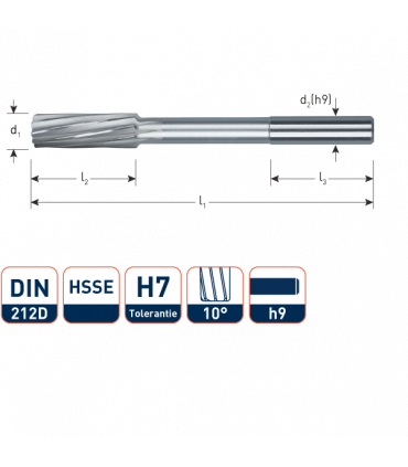 ROTEC HSSE Machineruimer cil. DIN 212D H7   7,0 mm per 1