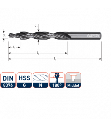 Werkö HSS Meerfasenboor    DIN 8376 180°  M 6  11,0x6,6 per 0