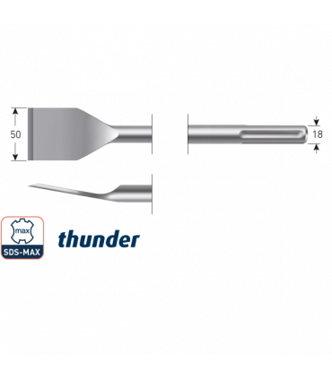 SDS-MAX Spadebeitel Thunder (dun) gebogen  50x380 mm per 1