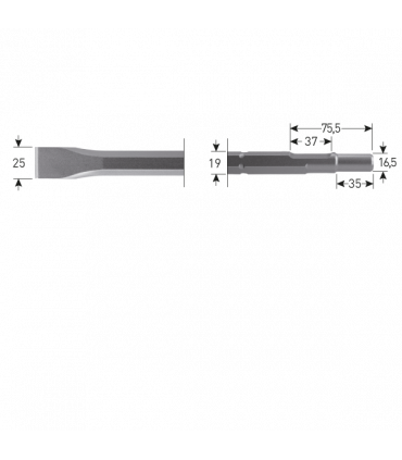 6-kant Plattebeitel   400 mm    6-kant19,0 /16,5x35 per 1