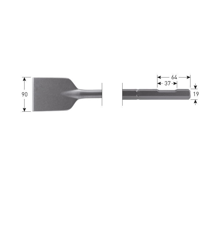 6-kant Asfaltbeitel     90x400mm  6-kant19,0...