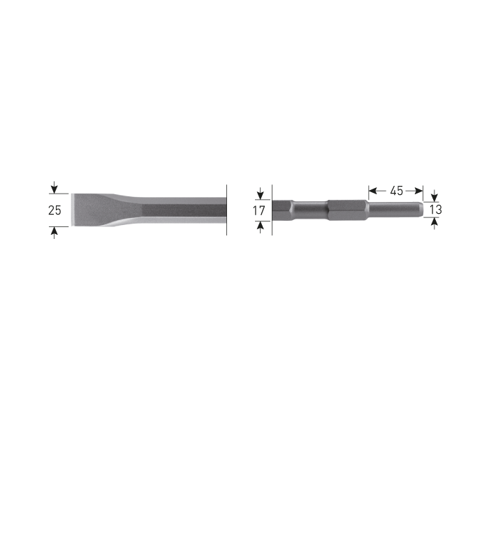 6-kant Plattebeitel 25x280mm   6-kant17,0...