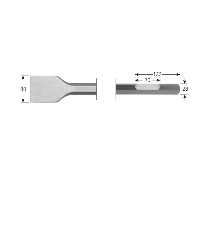 6-kant Spadebeitel     80x400mm  6-kant28,0 met...