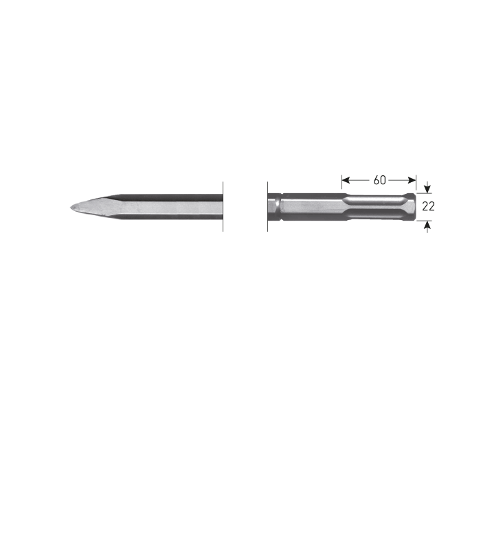 6-kant Puntbeitel      500mm 6-kØ22 (tbv Hilti...