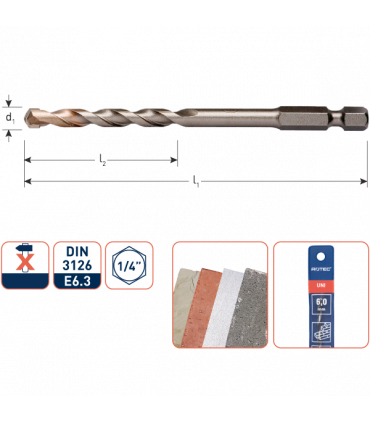UNIDre-boor met 1/4 aansluiting  4,0x 50/105 mm per 1