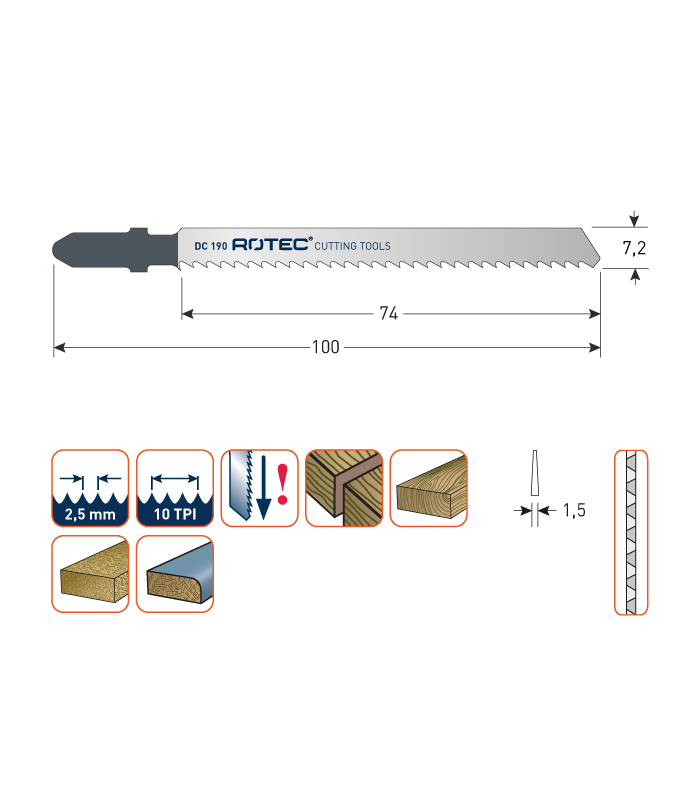 ROTEC Decoupeerzagen DC190 / T101BR    (VPE 5 stuks) per 1