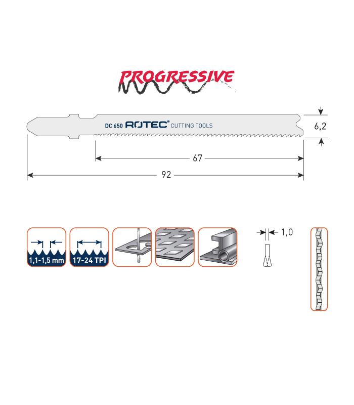 ROTEC Decoupeerzagen DC650 /           (VPE 5 stuks) per 1