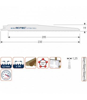 ROTEC Reciprozagen RC190 /  (VPE 5 stuks) per 1