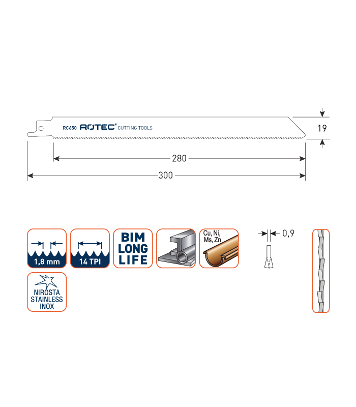 ROTEC Reciprozagen RC650 /  (VPE 5 stuks) per 1