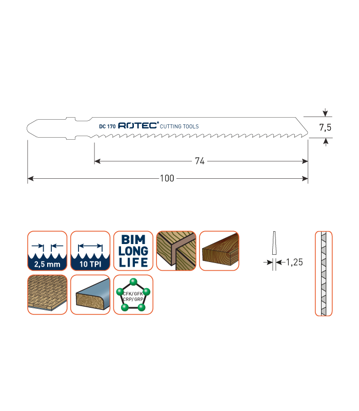 ROTEC Decoupeerzagen DC170 / T101BF    (VPE 5...