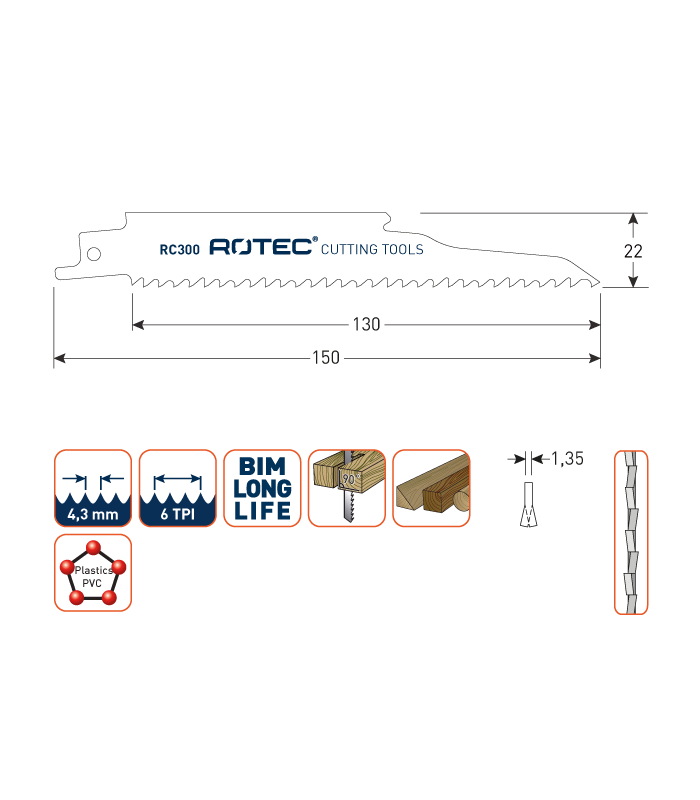 ROTEC Reciprozagen RC300 /  (VPE 25 stuks) per 1