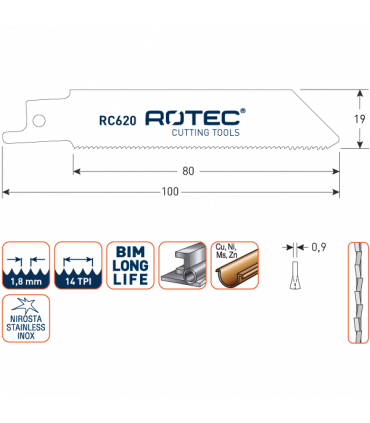 ROTEC Reciprozagen RC620 / 522BF (VPE 5 stuks) per 1