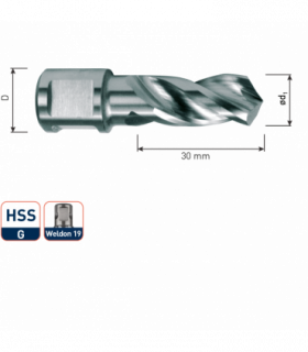 HSS-E Spiraalboor, weldon 19mm, ø10x30mm per 0 2