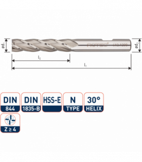 ROTEC HSS-E Vingerfrees, ongecoat, ø4
ø4x19x63xø6mm Z-4 /...