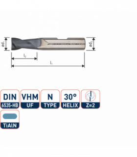 ROTEC VHM Spiebaanfrees, TiAlN-gecoat, ø8
Silver-Line /...