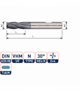 ROTEC VHM Vingerfrees, TiAlN-gecoat, ø10
Silver Line /...