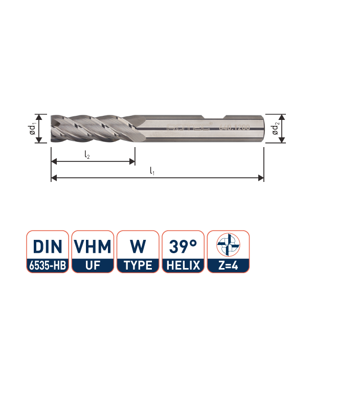 ROTEC VHM Frees voor NF-Metalen, ø10
Silver-Line / ø10x30x90xø10mm Z-4
 per 1