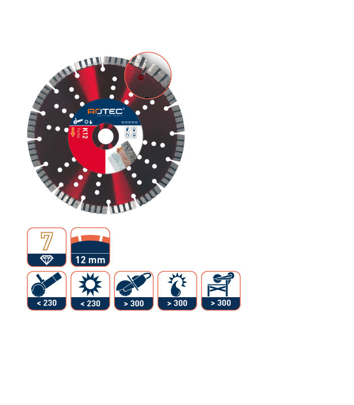 ROTEC Diamantzaag K12 350/20,0 per 0