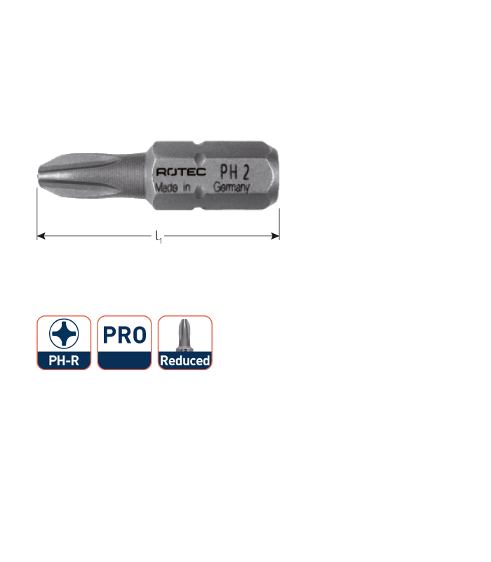 PRO Insertbit PH 2-R L-25mm C 6,3 BASIC, 4,6 -...
