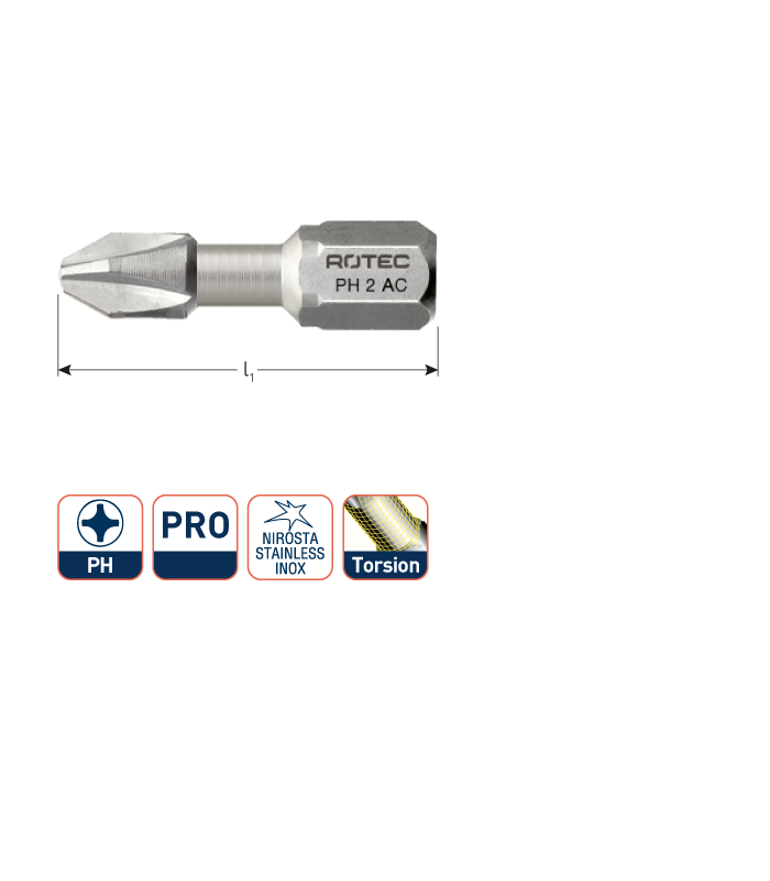 PRO Insertbit PH 2 L-25mm C 6,3 Torsion RVS per 1