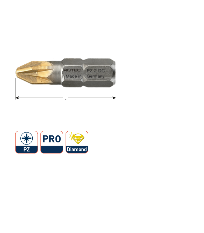 PRO Insertbit PZ 2 L-25mm C 6,3 DIAMANT per 1