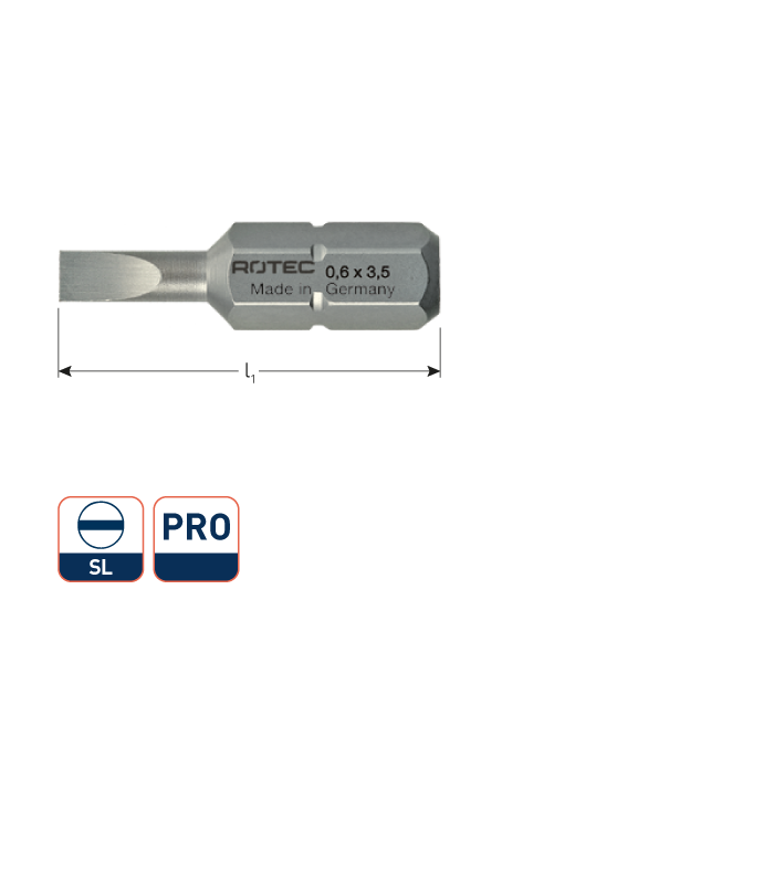 PRO Insertbit 1,2x6,5mm L-25mm C 6,3 BASIC per 1