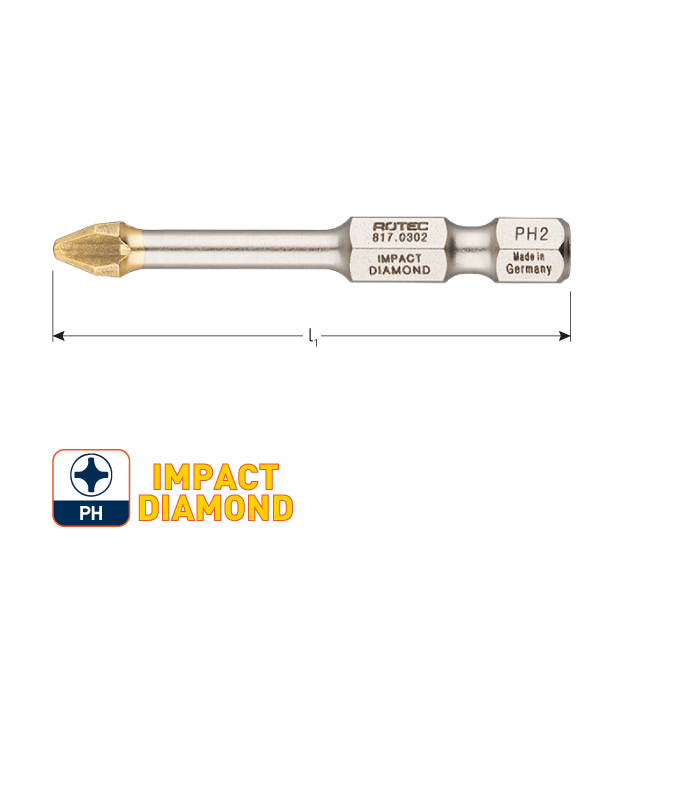 IMPACT insertbit PH 3 L-50mm E 6,3  DIAMOND per 1