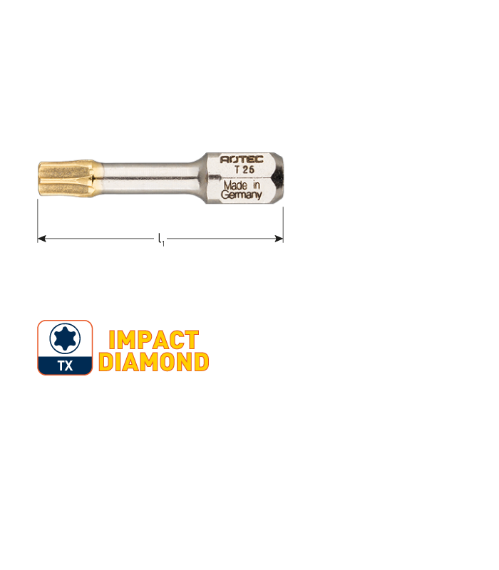 IMPACT insertbit T 10 L-30mm C 6,3  DIAMOND per 1