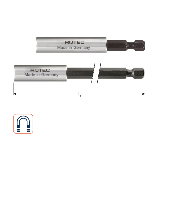 Magn.bithouder E6,3x60mm - huls 11,0x35mm, met C-ring per 1