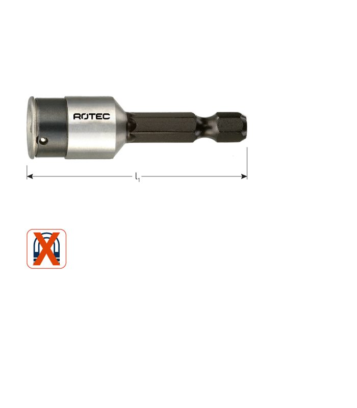 Niet-magn. dopsleutel E 6,3 x 50mm   7,0mm per 1
