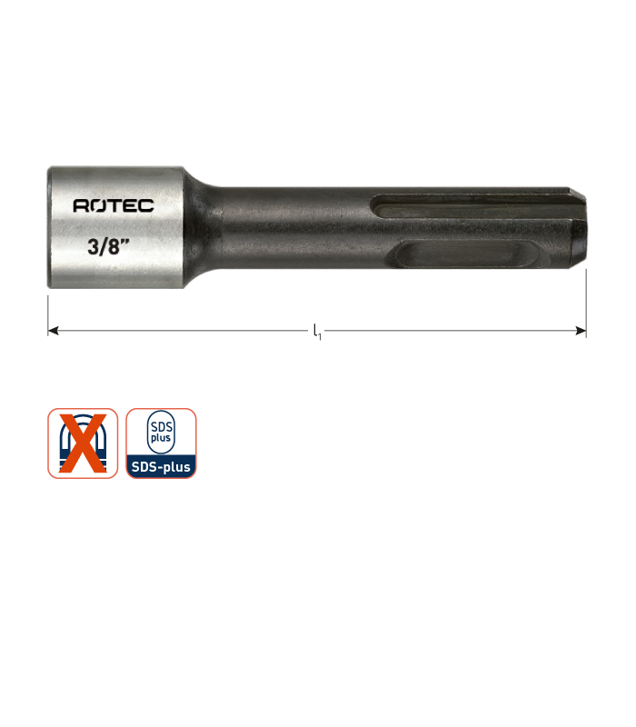 Magn.  dopsleutel SDS-Plus x 65mm   3/8 per 1