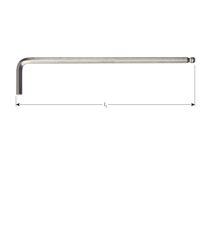 Kogelkop-inbussl. lang model metrisch 17,0x320mm (nikkel) per 1