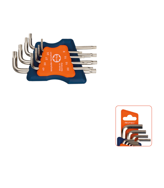 8 dlg.Inbussleutelset lang Torx T9 - T40...