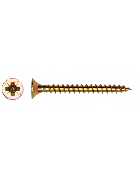 Spaanderplaatschroef VK-Z * 6,00x45 Zngeel verzonken kop poz. en voldraad  (500st)