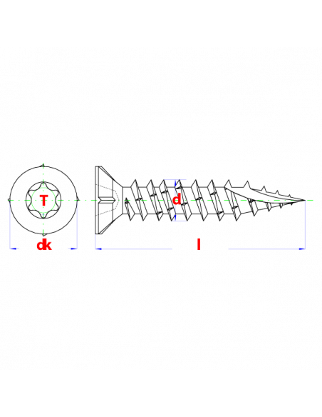 Spaanderplaatschr. PFS+ VZK-T * 3 00x25 Zngeel dubbel verzonken kop T-ster freesribben P17 (T10) volledig draad   (200st)