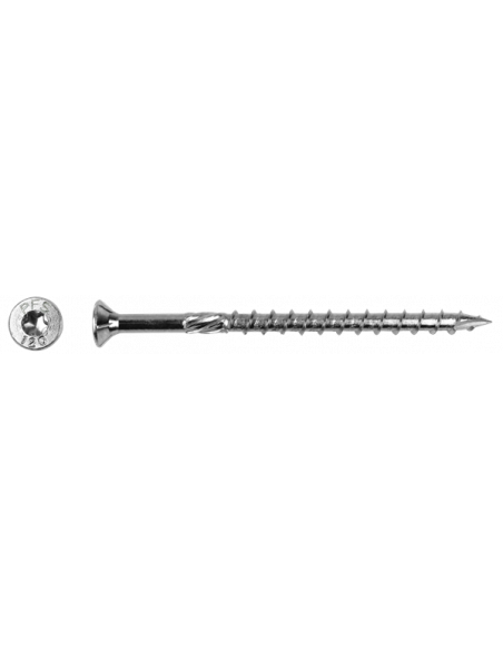Vzk houtconstructieschroef * 6x80 Zn (T30) deeldraad - T-ster - verzonken kop punt 17 en freesribben op de schacht (200st)