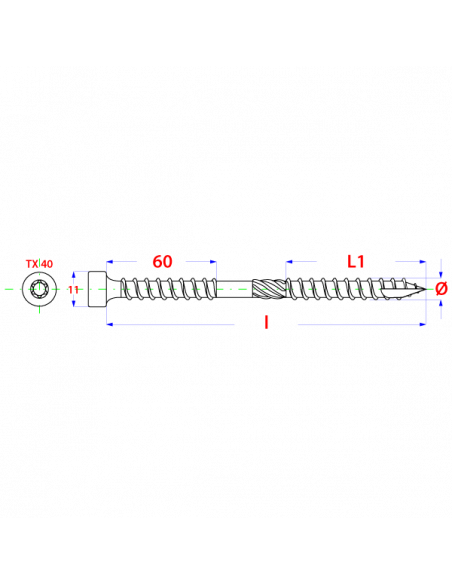 Dakconstructieschr. dub.draad (60-100)* 8x397 Zn cylinderkop, Tx40, freesribben op de schacht snijpunt 17,  verpakking (50st)
