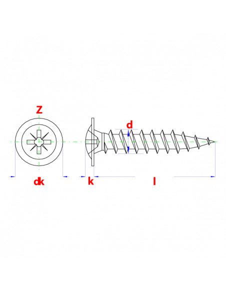 Achterwandschroeven * 3,00x16 Zn   (1000st)