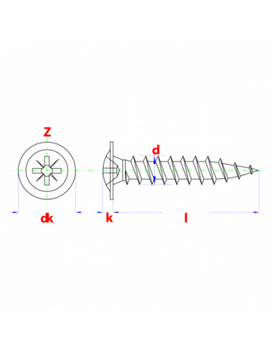 Achterwandschroeven * 3,50x16 Zn   (1000st)