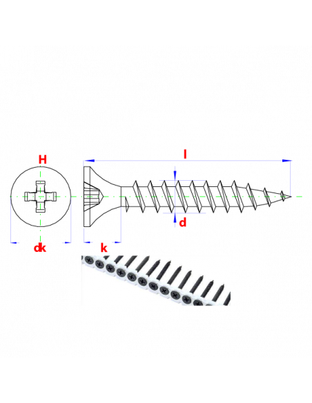 Snelbouwschroef op band type S * 3,50x35 gefosfate trompetkop en fijne draad  ( 50st-band x 20 ) (1000st)