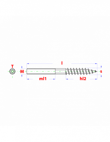 Stokeind zesk.sleutelvlak M  8x200 Zn met...