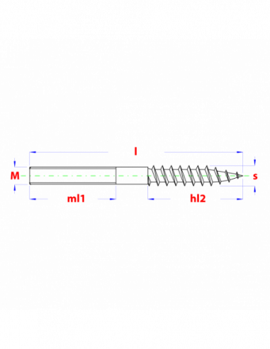 Stokeind zesk.sleutelvlak M 12x120 Zn met...