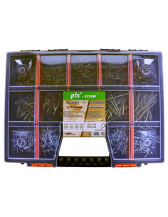 Assortimentsdoos met schroeven en pluggen 1070 dlg